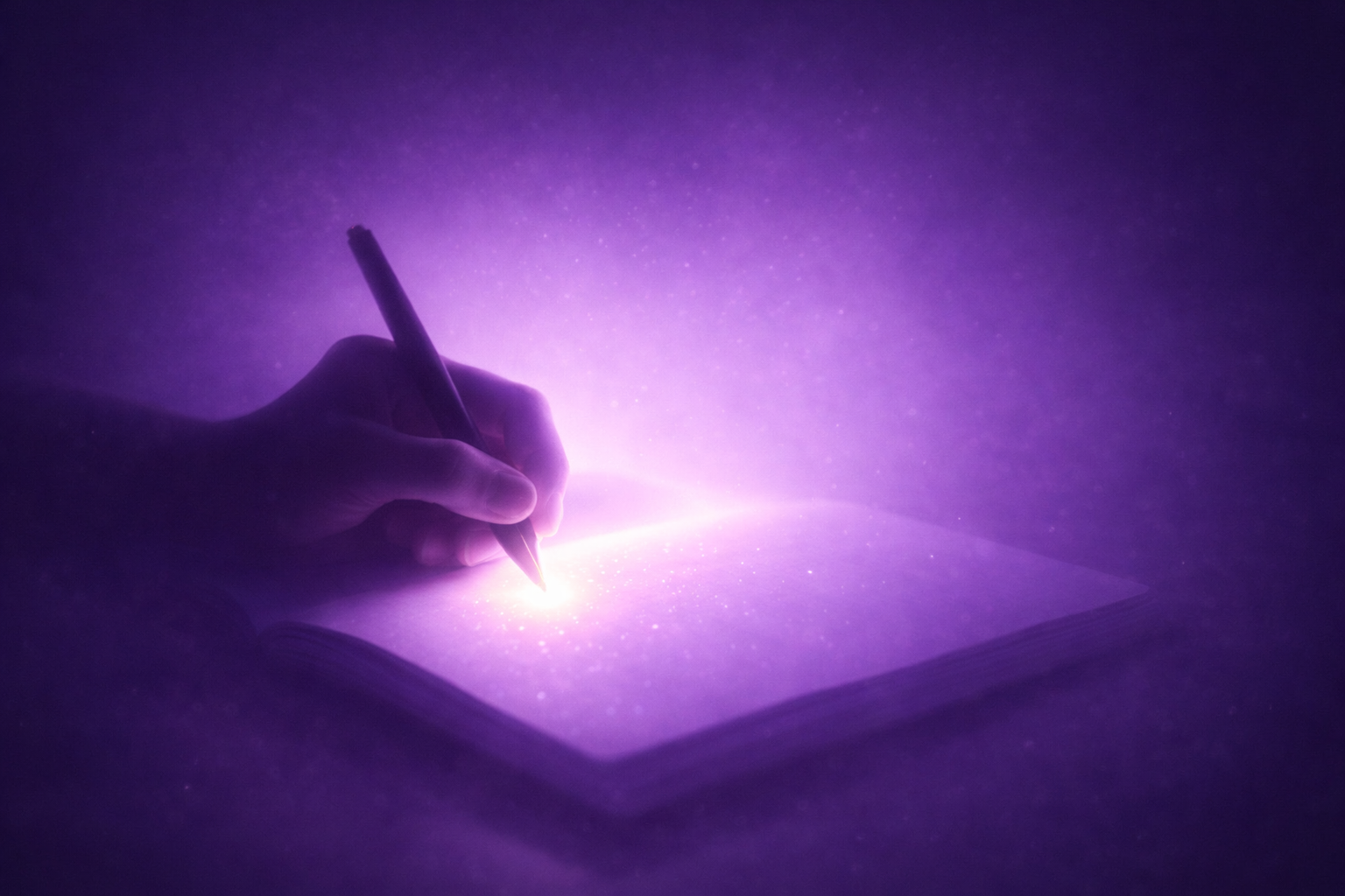 Persona escribiendo en un diario de gratitud al amanecer