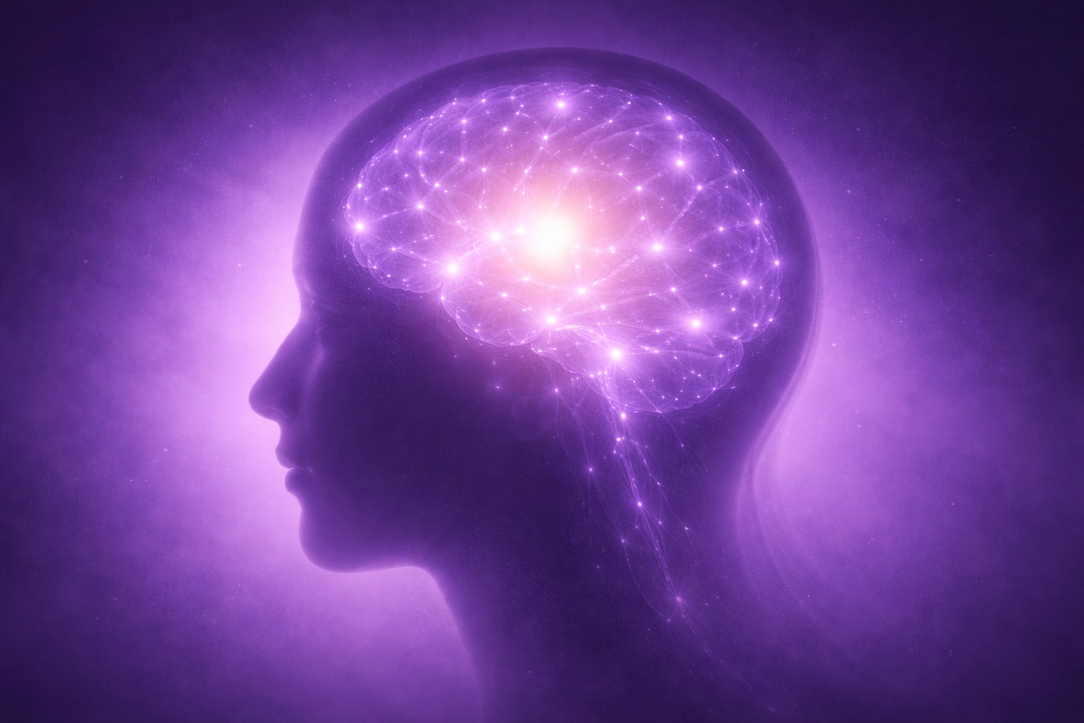 Cerebro iluminado con conexiones neuronales activas representando los efectos de la gratitud